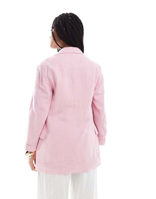 Stradivarius – Rosa kavaj i linnemix, 4 av 4