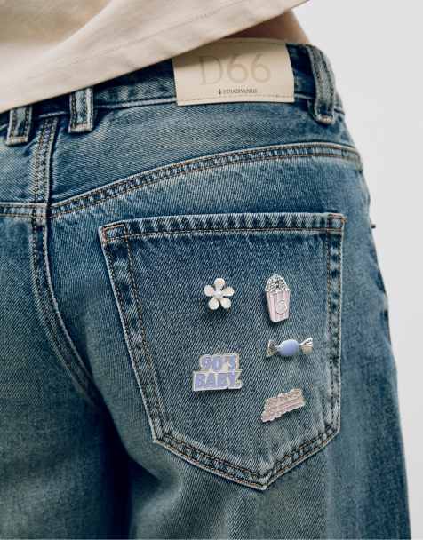 Stradivarius – Rosa, kontrasterande pins med 90-talsstil, 5-pack - view 1