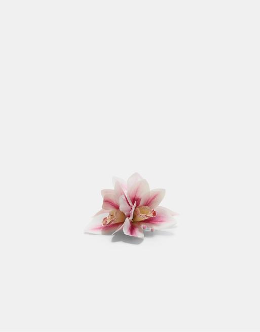 Stradivarius – Rosa, stor, blomformad hårklämma i tyg