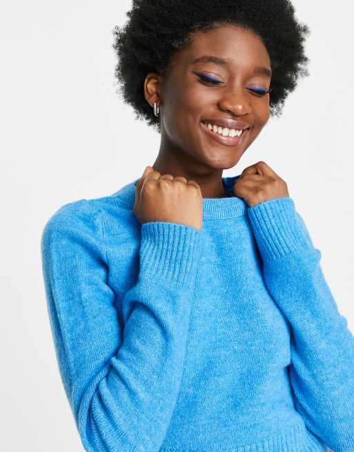 Stradivarius round neck jumper in bright blue 