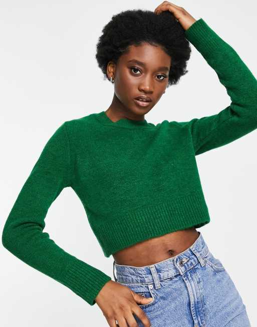 Stradivarius round neck jumper in bright green ASOS