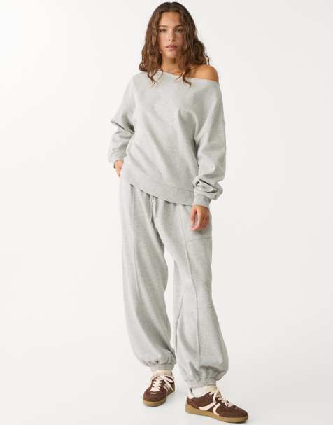 Stradivarius round neck sweatshirt in grey melange - view 1