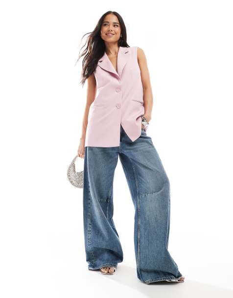 Stradivarius longline waistcoat in pink