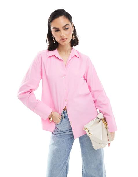 Stradivarius – Różowa koszula oversize - view 1