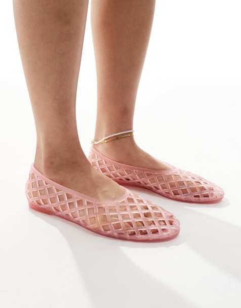 Stradivarius – Różowe gumowe buty z wycięciami - view 1