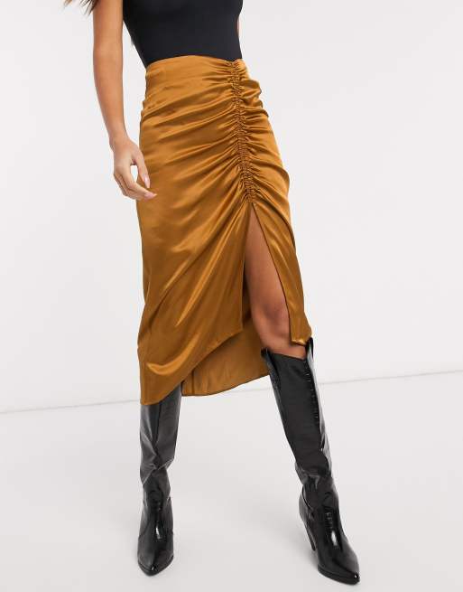 Faux suede ruched outlet skirt