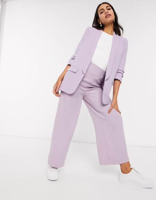 Stradivarius ruched sleeve blazer in lilac