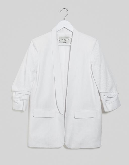 White ruched sleeve on sale blazer