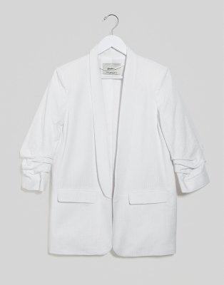 white ruched blazer