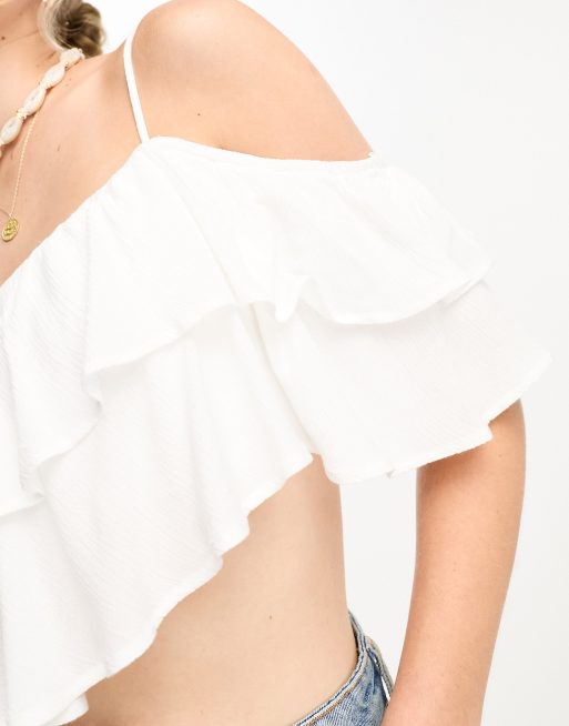 White ruffle sale cami top