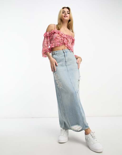 Hollister Floral Off The Shoulder Crop Top (med) - Gem