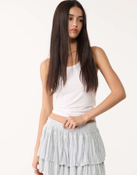 Stradivarius ruffled mini skort in royal blue