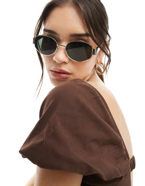Stradivarius – Runde Sonnenbrille in Schwarz - view 1