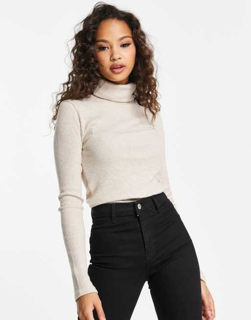 Stradivarius – Rustic – Beżowy sweter z dżerseju