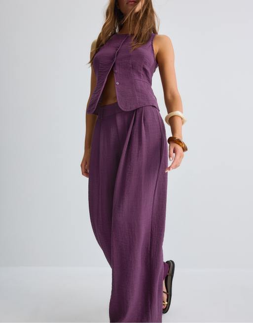 Stradivarius – Rustic – Hose in Lila mit weitem Bein, 2 von 4