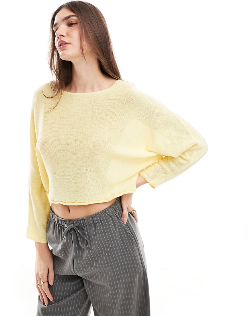 Stradivarius rustic knit slouchy jumper in butter-Neutral