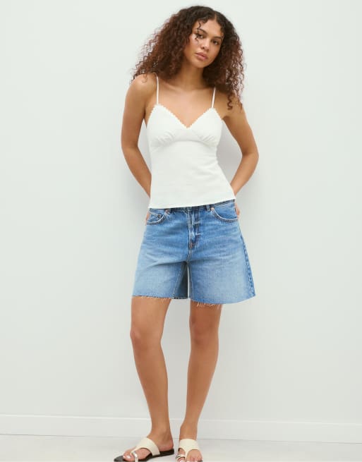 Stradivarius Rustic strappy top in ecru, 2 of 4