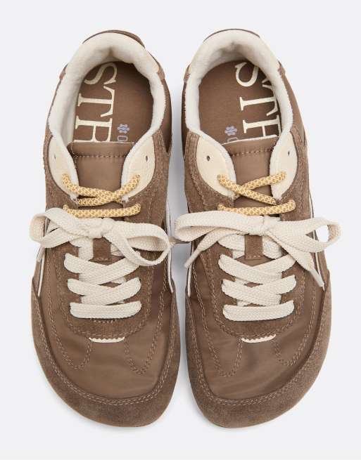 Stradivarius S009 sneakers med læderdetalje i brun, 5 af 7