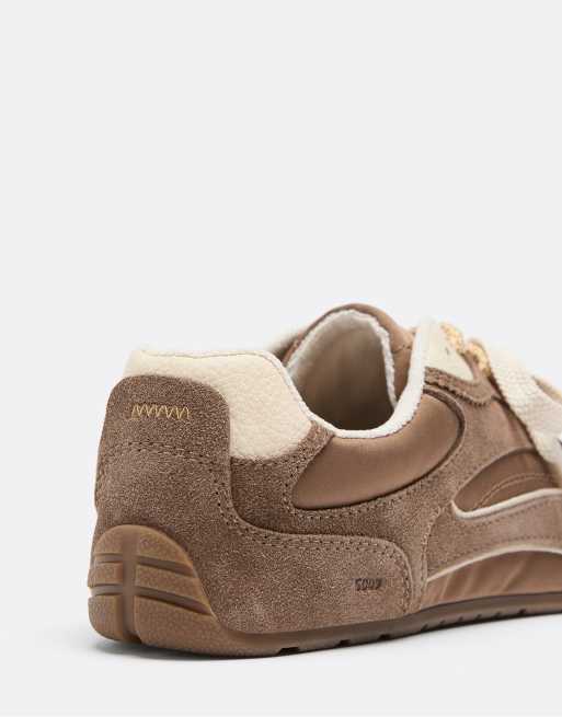 Stradivarius S009 träningsskor med läderdetalj och barfotakänsla i brunt, 7 av 7