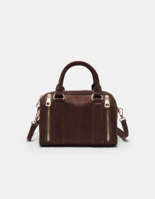 Stradivarius - Sac bandoulière à détails zippés - Marron-Brown