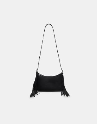 Stradivarius - Sac bandoulière avec franges - Noir
