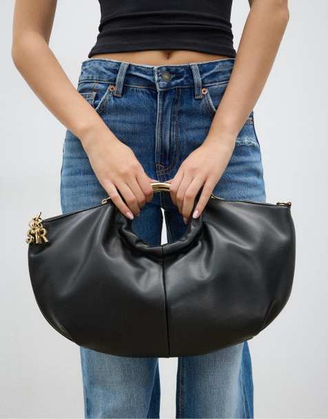 Stradivarius - Sac bandoulière avec poignée en métal - Noir - view 1