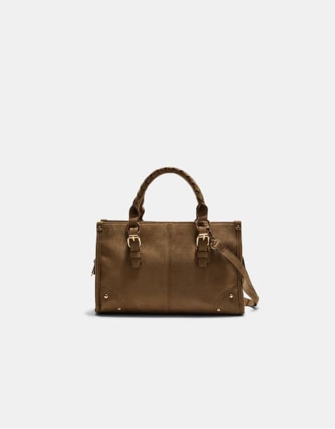 Stradivarius - Sac bandoulière avec poignées tressées - Caramel - view 1
