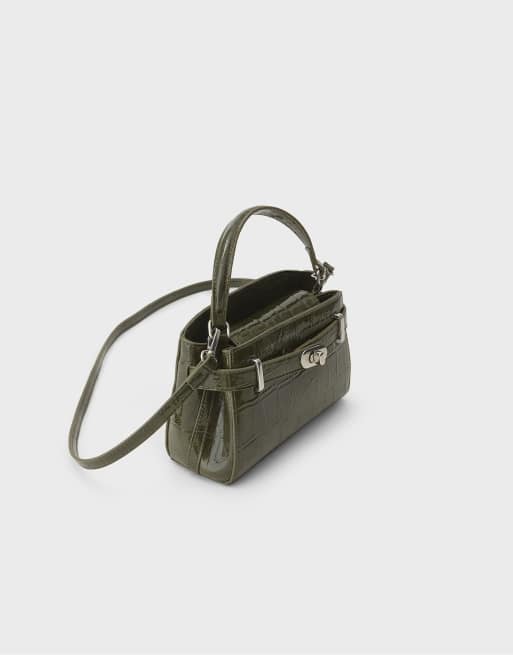 Stradivarius Sac bandoulière city effet noix de coco kaki, 2 de 3