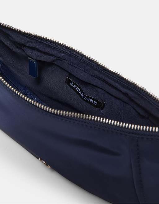 Stradivarius - Sac bandoulière croissant de lune en nylon - Bleu marine, 2 de 4