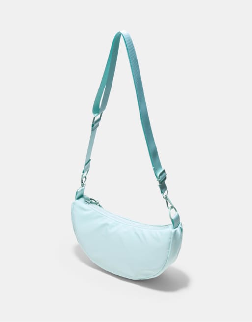 Stradivarius - Sac bandoulière croissant de lune en tissu - Vert pastel, 4 de 4