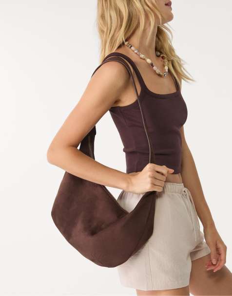 Stradivarius - Sac bandoulière demi-lune avec boucle - Marron - view 1