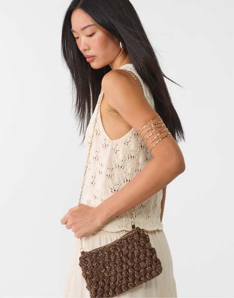 Stradivarius - Sac bandoulière en maille au crochet - Marron - view 1