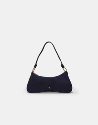 Stradivarius - Sac bandoulière forme lune en cuir - Bleu marine