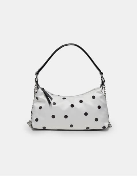 Stradivarius - Sac bandoulière incurvé à pois - Blanc - view 1