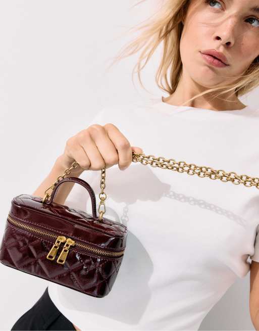 Stradivarius sac bandoulière matelassé bordeaux, 3 de 4