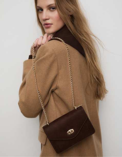 Stradivarius - Sac bandoulière rigide avec fermoir - Marron - view 1