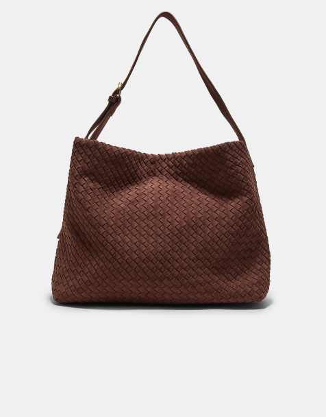 Stradivarius sac bandoulière tressé marron - view 1