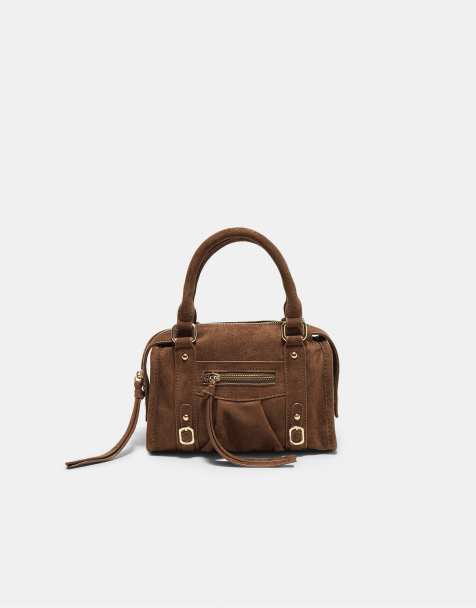 Stradivarius - Sac bowling zippé à bandoulière - Marron - view 1