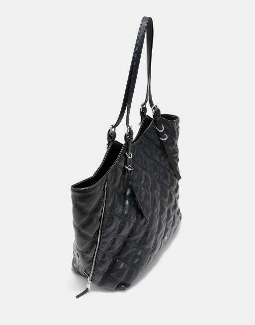 Stradivarius sac cabas effet cuir matelassé noir, 4 de 4