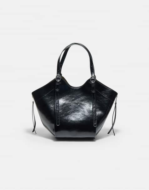 Stradivarius sac cabas porté épaule avec boucles noir - view 1