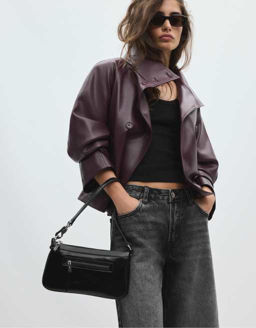Stradivarius sac porté épaule à fermoir mousqueton noir, 2 de 4