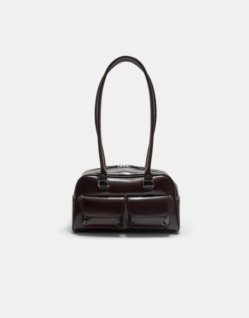 Stradivarius - Sac porté épaule à poches et longue bandoulière - Marron