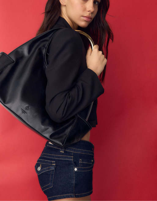 Stradivarius - Sac porté épaule avec poignée métallique - Noir, 2 de 2