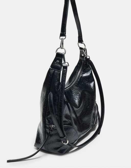 Stradivarius sac porté épaule avec zips noir, 4 de 4