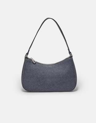 Stradivarius - Sac porté épaule demi-lune en denim - Bleu moyen