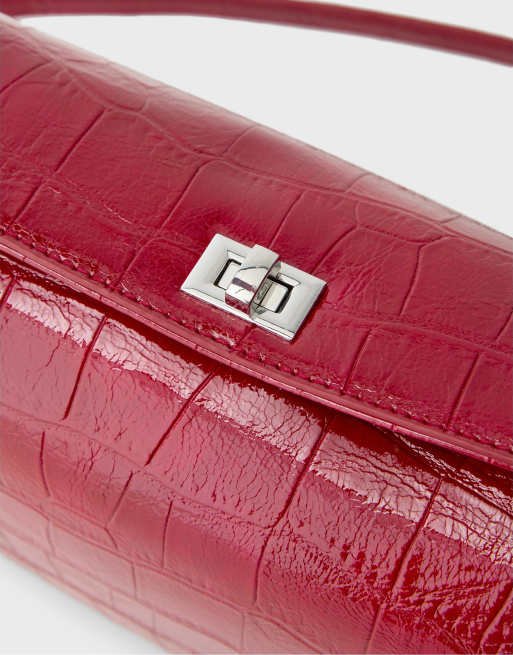 Stradivarius sac porté épaule effet croco rouge, 3 de 3