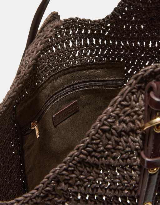 Stradivarius - Sac porté épaule en maille au crochet - Marron, 4 de 4