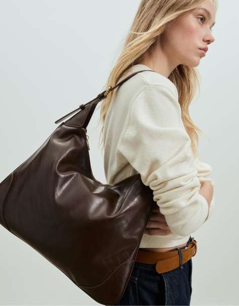 Stradivarius - Sac porté épaule en similicuir - Marron - view 1