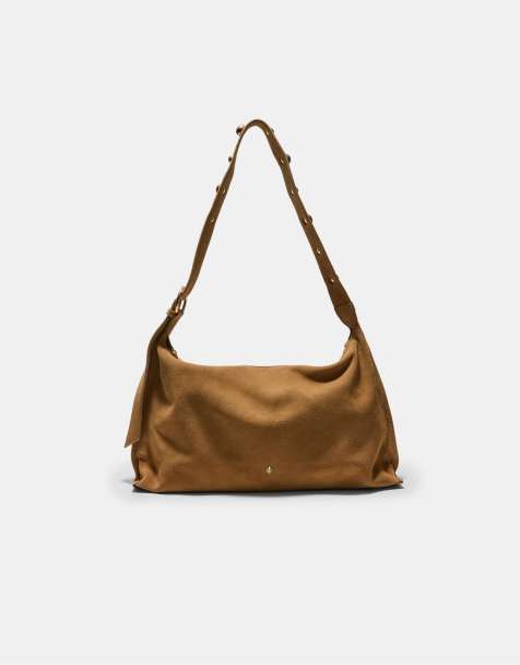 Stradivarius - Sac porté épaule plat en cuir - Beige - view 1