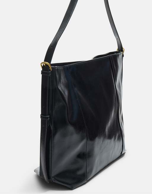 Stradivarius - Sac seau en imitation cuir - Noir, 4 de 4